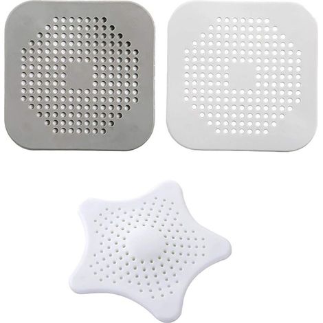 3 Pièces Couvercles De Vidange en Silicone pour Douche, Passoire D'évier pour Baignoire Et Douche, Filtre Draine, Empêcher Les Résidus Alimentaires De Boucher Les Canalisations, Gris Blanc (1/5)