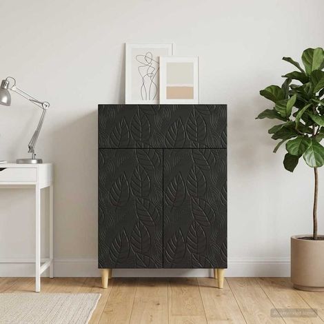 Buffet noir vintage avec tiroir et étagères en bois d’ingénierie 66 x 34,5 x 90 cm - PANGIVO (1/5)