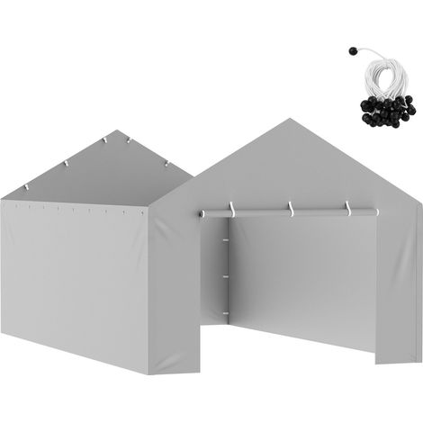 Abri Voiture Toile de Rechange Paroi Latérale 12x20 ft, Bâche Garage Tente Résistante Imperméable & Anti-UV, Installation Facile avec Sandows, Gris (Sans Toit ni Structure) (1/5)