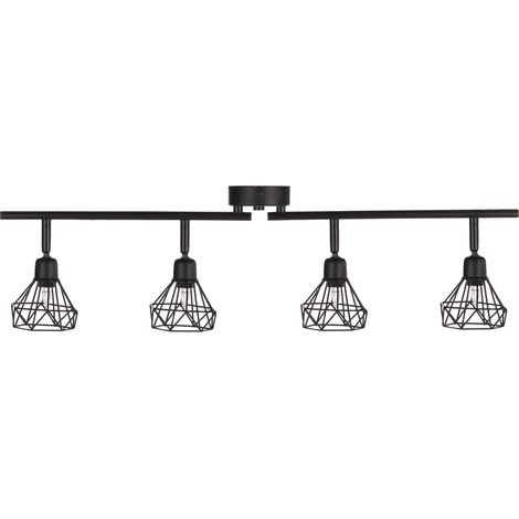 Conjunto de 4 lámparas de pared de metal negro pantalla jaula brazos Erma