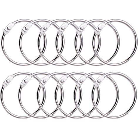 12 Anneaux de Rideaux Douche avec Crochet en Métal,Anneau Circulaire ouvrable de 50 mm pour Rideaux, Salle de Bain, Maison, Classeurs – Couleur Métallique (1/3)