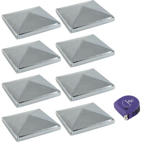 vasalat Pfostenkappe 10x10 cm - Pfosten Abdeckkappen - Pfostenabdeckung Stahl verzinkt - 8 Stück (1/3)