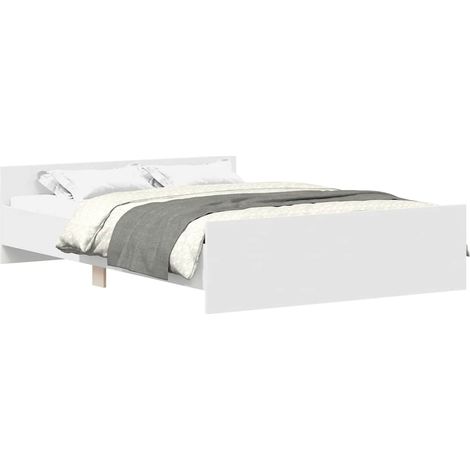Lit double Lit adulte Cadre de lit sans matelas blanc 150x200 cm (1/5)