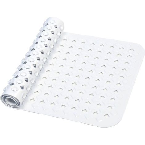 Alfombrilla antideslizante de baño/ducha con diseño de diamante, antimoho, lavable a máquina y sin látex, ideal para personas mayores y niños (blanca, 88x40cm). (1/5)