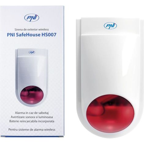 Sirène extérieure - PNI - HS007 - 110 dB - Sans fil - Alimentation batterie (1/4)