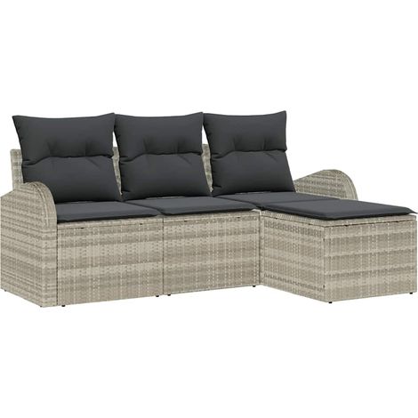 Maison Exclusive - Set Divano da Giardino Grigio chiaro polyrattan