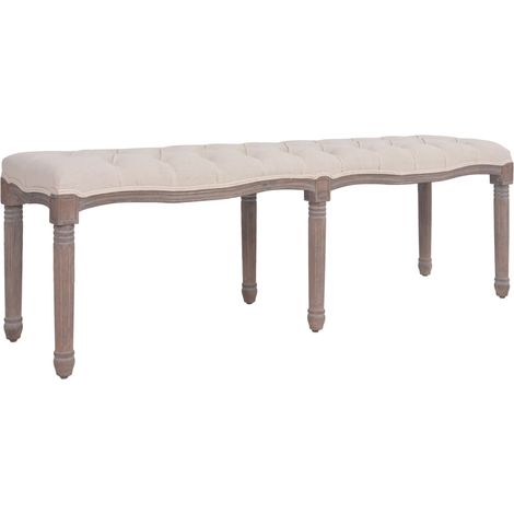 Banc tissu bois massif 150x39,8x48 cm blanc crème vidaXL (1/5)