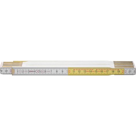 BMI - Metro pieghevole in legno bianco / giallo, Lunghezza: 2 m