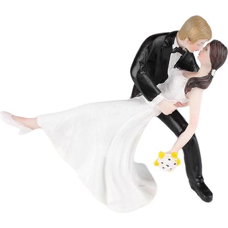 Brautpaar-Set Tango-Tanz DIY Mikrolandschaften Accessoires Handbemalte Mini-Hochzeitstortenfiguren mit bemalten Figuren für die Hochzeit-white (1/5)