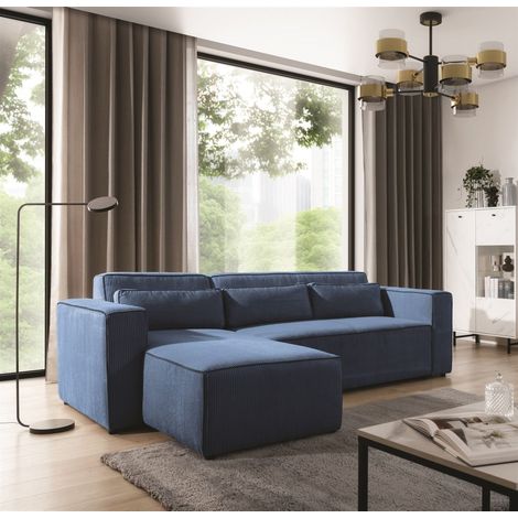 Ecksofa Schlafsofa WALDO Stoff Poso Blau Ottomane Links (1/5)