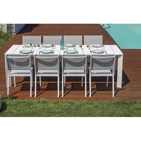 Tavolo in alluminio, allungo con gambe scorrevoli bianco 165/250x90 cm MALIGI HOME MG/GLICINE Bianco - Alluminio (1/4)