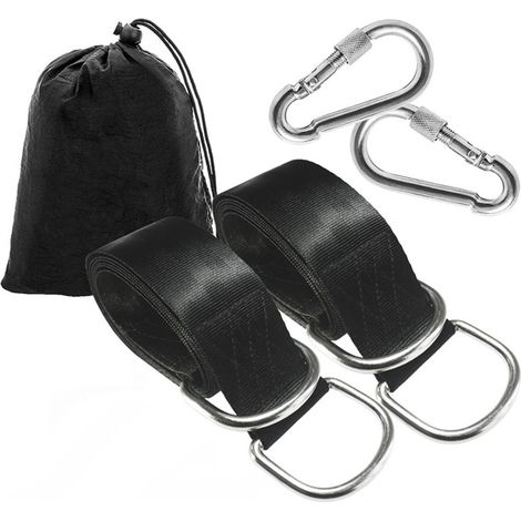 Sangles de suspension pour balançoire d'arbre, balançoires en corde pour arbre, kit de suspension avec mousquetons de sécurité, terylene, convient à toutes les balançoires et hamacs, 5cm1.2m (1/2)