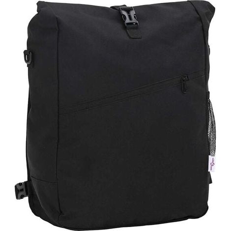 Sacoche de vélo noire, dimensions : 33 x 16 x 60 cm, matière : polyester. (1/5)