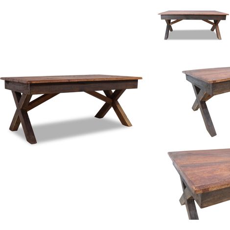 Table basse bois de récupération mélangé 110x60x45 cm - Table Basse - Meuble Rustique - Table En Bois - Table D'appoint - Design Vintage (1/5)