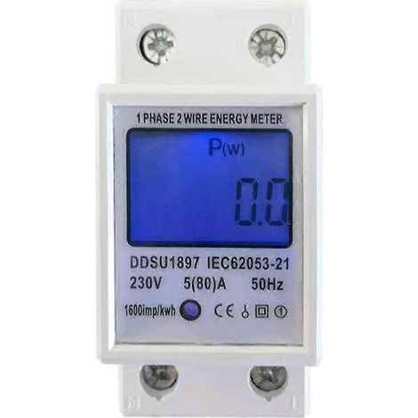 Compteur d'électricité numérique monophasé 230 V kWh, affichage LED, réinitialisable, compatible avec/sans rétroéclairage, usage domestique aux États-Unis. (1/5)