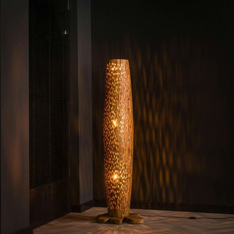 Lampadaire en bois de teck recyclé 145 cm JAVA (1/5)
