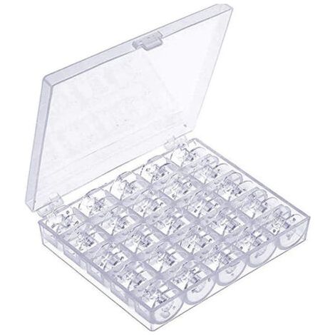 Bobine per macchine da cucire, bobine di plastica per macchine da cucire, bobine trasparenti universali con custodia, accessori per macchine da cucire (25 pezzi, trasparenti)