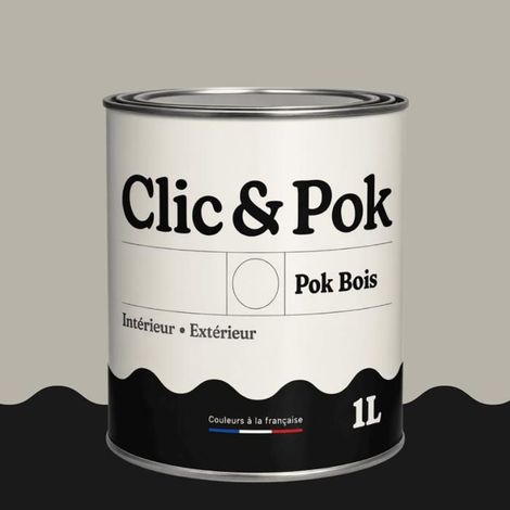 Peinture Bois Extérieur – POK BOIS - 1L - RAL 7044 - Gris soie- Résistante aux intempéries - Ne s'écaille pas