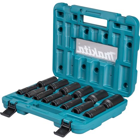 Makita – Coffret cliquet et douilles 1/2'' – 14 unités – Douilles de 10 à 32 mm – Pour travaux mécaniques professionnels