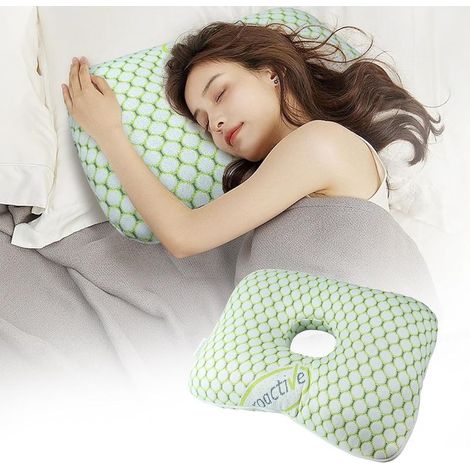Oreiller pour dormir sur le côté avec trous pour les oreilles - Ajustable et lavable pour soulager la douleur et la pression liées à une chirurgie de l'oreille ou un piercing - Oreiller de récupératio (1/5)