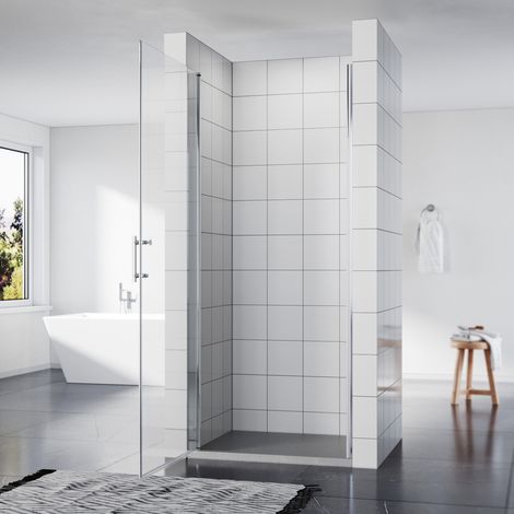 SONNI Nischentür Dusche Duschkabine Schwingtür Pendeltür Duschabtrennung Glas (89-91)90x195cm,NANO Glas,Hebe-Senk-Funktion,Spritzwasserschutz (1/5)