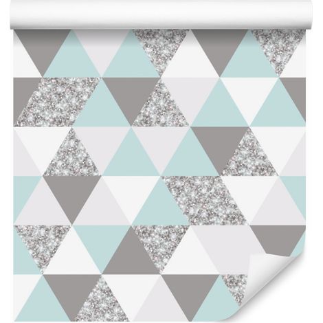 Carta da parati con triangoli geometrici e colorati per soggiorno e camera da letto, 50x1000 cm. (1/5)