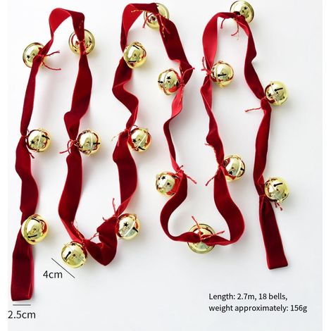 Ruban Cloche Noël - Velours Rouge - 2,7 M - Décoration Arbre Fêtes - 1 Pièce (1/5)