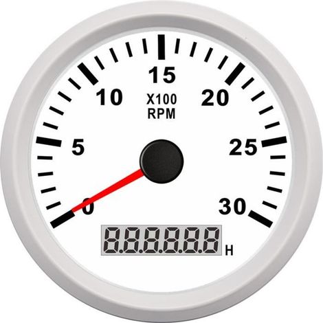 1 pièce Jauge de carburant, Compteur horaire et compte-tours 3000 tr/min, Tachymètre diesel blanc pour moteur automobile et moto (1/4)