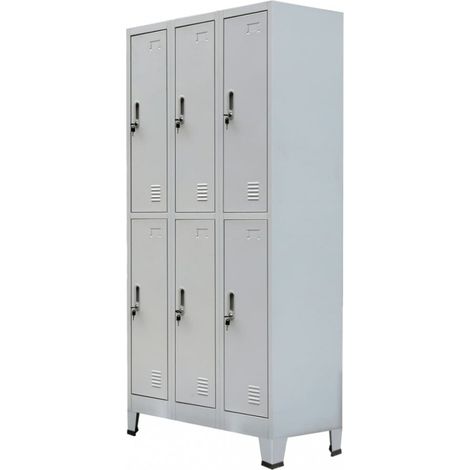 vidaXL Locker Cabinet with 6 Compartments Steel 90x45x180 cm Grey (1/5)