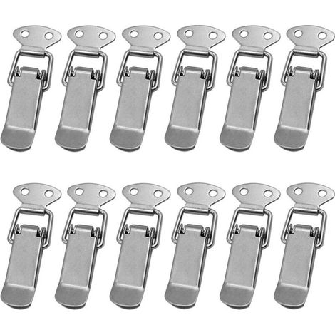 Attache Capot 12 Pièces Fermeture à Levier Moraillon de Porte, Loquet à Ressort Avec Crochet Tiroir Hardware en Acier Inoxydable Fermoir à Bascule pour Boîte,Cas Sans Serrure (1/5)