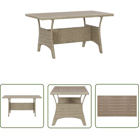 The Living Store Gartentisch Grau 120x70x66 cm Poly Rattan - Esstisch - Gartentisch - Polyrattan Tisch - Outdoor Tisch - Terrassenmöbel (1/5)