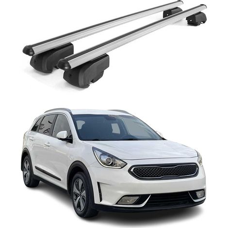OMAC Aluminium Dachträger Querträger für Kia Niro I 2017-2022 – City Crash – ISO/PAS 11154:2006 – Abschließbar – Max. 75 kg – 2 Stangen Silber (1/5)