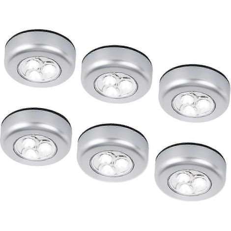 Lot de 6 veilleuses LED sans fil à piles, lampe tactile adhésive à fixer par simple pression, idéales pour les placards. (1/3)
