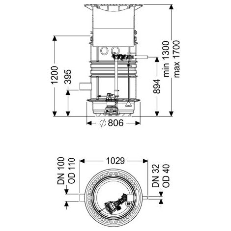Station de pompage Aquapump Medium Tronic, GTF 1200, 1300-1750 mm, classe B