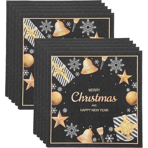 Serviettes de table imprimées pour Noël pour les fêtes (1 sachet) essuie-tout jetables pour Noël (1/5)