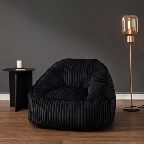 Fauteuil poire noir en tissu chenille 98 cm avec mousse mémoire (1/5)