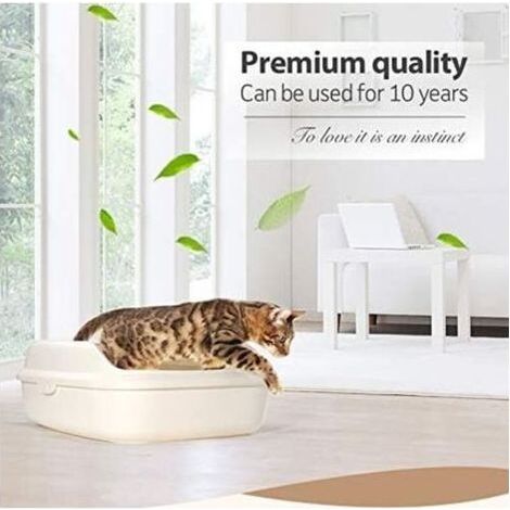 Litière en plastique pour chat – Forme rectangulaire avec coins ovales – 3 tailles S/M/L – Couleurs bleu, marron, gris (1/3)