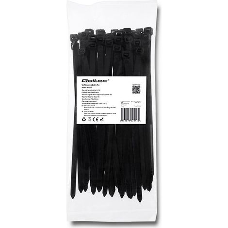 Fascette fermacavi Qoltec  7,2200mm  50 pezzi  Nylon66  UV  Nero (1/5)