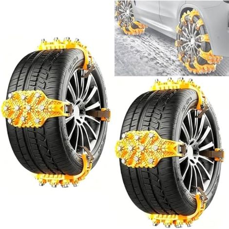 Lot de 8 Chaines Neige, Chanes à Neige Universel pour Pneus Voiture 165-265mm, Chanes Antidérapantes d'urgence Portables pour Voitures Camions et SUV, pour Glace Routes Glissantes