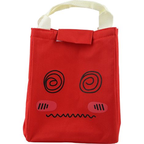 Sac à lunch portable à motif dessin animé, boîte de rangement pour pique-nique ou bento avec fermeture auto-agrippante (rouge) (1/5)
