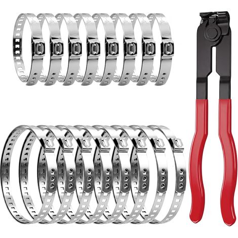 Set of 8 CV hose clamps with clamping pliers (1/5)