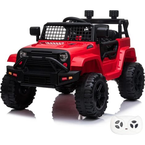 VROOOMY Trail Blazer Elektro-Kinderfahrzeug 1 bis 5 Jahre - Kinder-Jeep mit Stoßdämpfern, Beleuchtung & MP3-Player – 12V Kinder Elektro Auto mit Fernbedienung, funktionierenden Türen & Soft-Start –