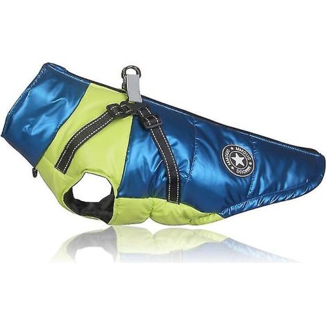 Veste chien imperméable réfléchissante grande taille avec harnais, manteau d'hiver chaud pour gros chien, tenue Chihuahua Bulldog français, 4 pièces bleu-vert, taille S (1/5)