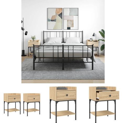 Nachttisch Sonoma Eiche - vidaXL Nachttische 2 Stk. Sonoma-Eiche 40,5x31x60 cm Holzwerkstoff - Holzwerkstoff Nachttisch (1/5)