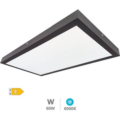 Panel superficie LED rectangular Kisongo 120x60cm 60W 6000K Negro (1/5)