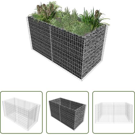 Steinkorb - Gabionen-Hochbeet Stahl 180×90×100 cm Silbern (1/5)