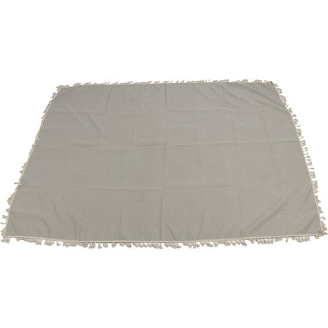 Rectangle Tablecloth Polyester Fiber Decorative Table Cover with Tassel Lace for Home Restaurant Hotel Beige Gray 140x180cm/55.1x70.9in