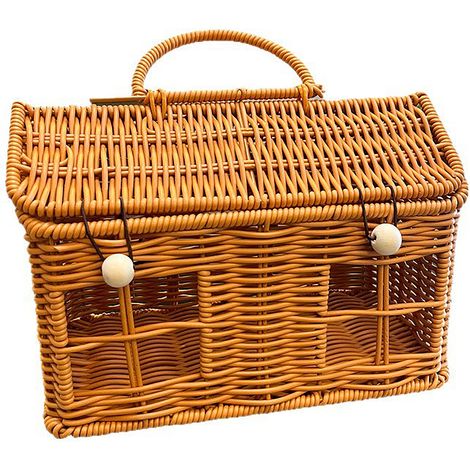 Cesto Portatutto in Rattan Naturale Intrecciato a Mano, Design Casa 23,5x13,5x17,5cm – Elegante Organizzatore Rustico per Decorazioni Matrimonio e Picnic (1/5)