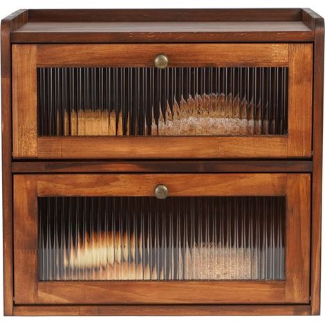 Grande boîte à pain 2 niveaux pour comptoir de cuisine, boîte de rangement d'angle grande capacité avec fenêtre en acrylique (1/5)