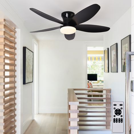 Dimmable Ventilateur Plafond Avec Lumiere Et Telecommande, Réversible 6 Vitesses Plafonnier Ventilateur De Plafond Moderne Silencieux Lampe Ventilateur Plafond Chambre, Noir (1/5)